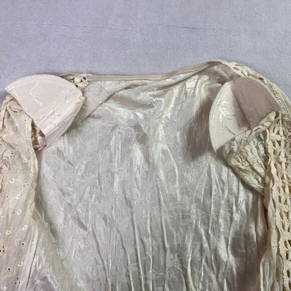 Cardigan Women 6 Cream Lace Mix Media Embroidered  Vintage Victorian - Picture 11 of 15